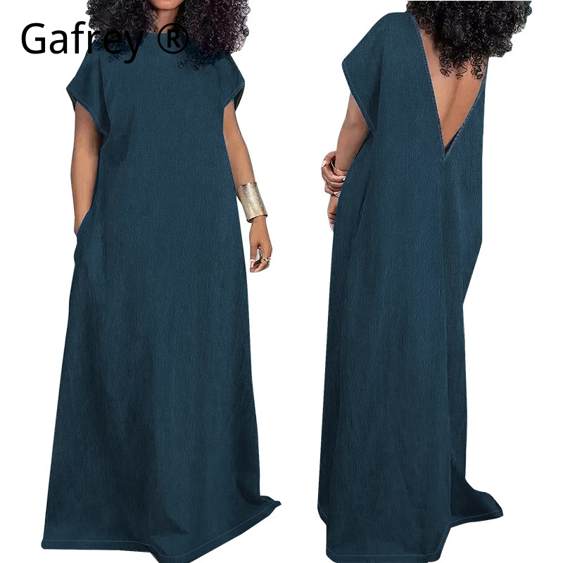 Women Fashion Jeans - Gaun Maxi Denim Wanita Ukuran Plus