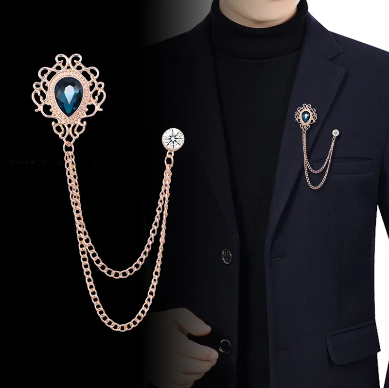 Women'S Fashion Suit - Pin Kerah Kristal Berlian Imitasi Rantai