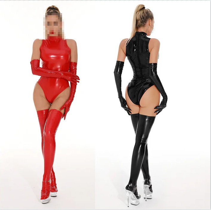 Sleeveless Jumpsuit - Catsuit Lateks Alami Seksi Buatan Tangan