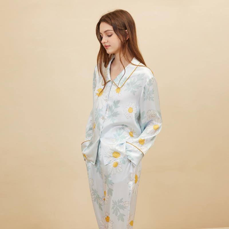 Women'S Fashion Suit - Piyama Motif Bunga Daisy Wanita Lengan