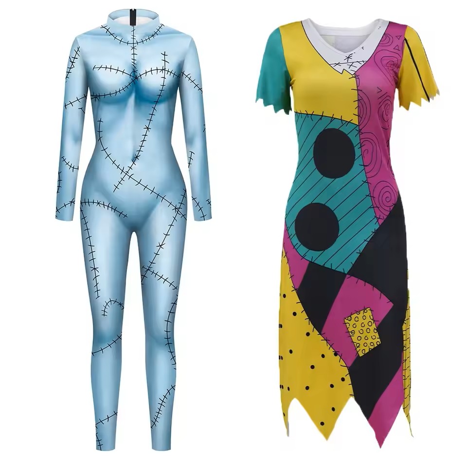 Sleeveless Jumpsuit - Gaun Cosplay Sally Film Anime Halloween