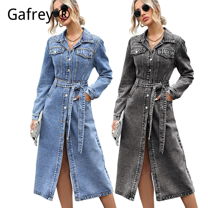 Women Fashion Jeans - Gaun Denim Lengan Panjang Wanita Musim