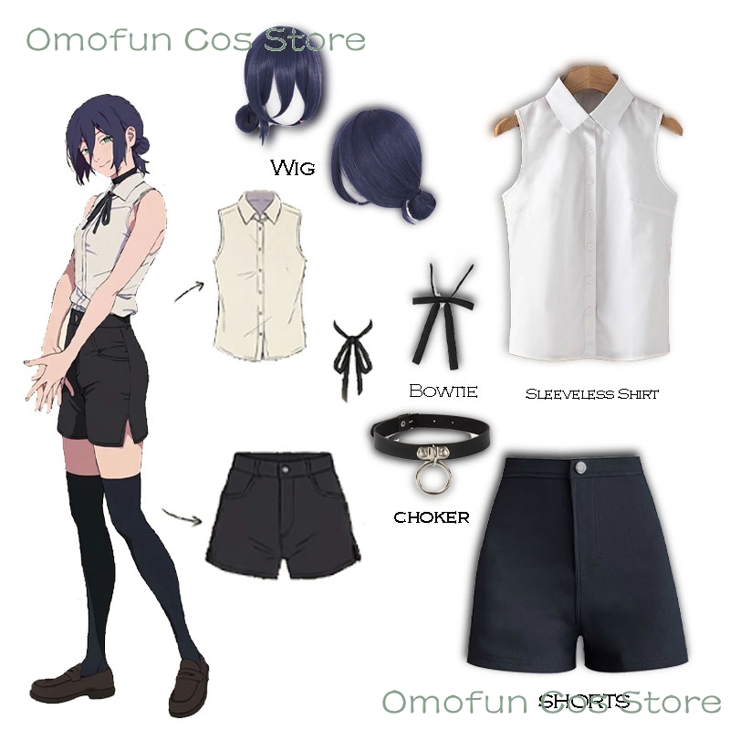 Sleeveless Jumpsuit - Kostum Cosplay Reze Kemeja Tanpa Lengan