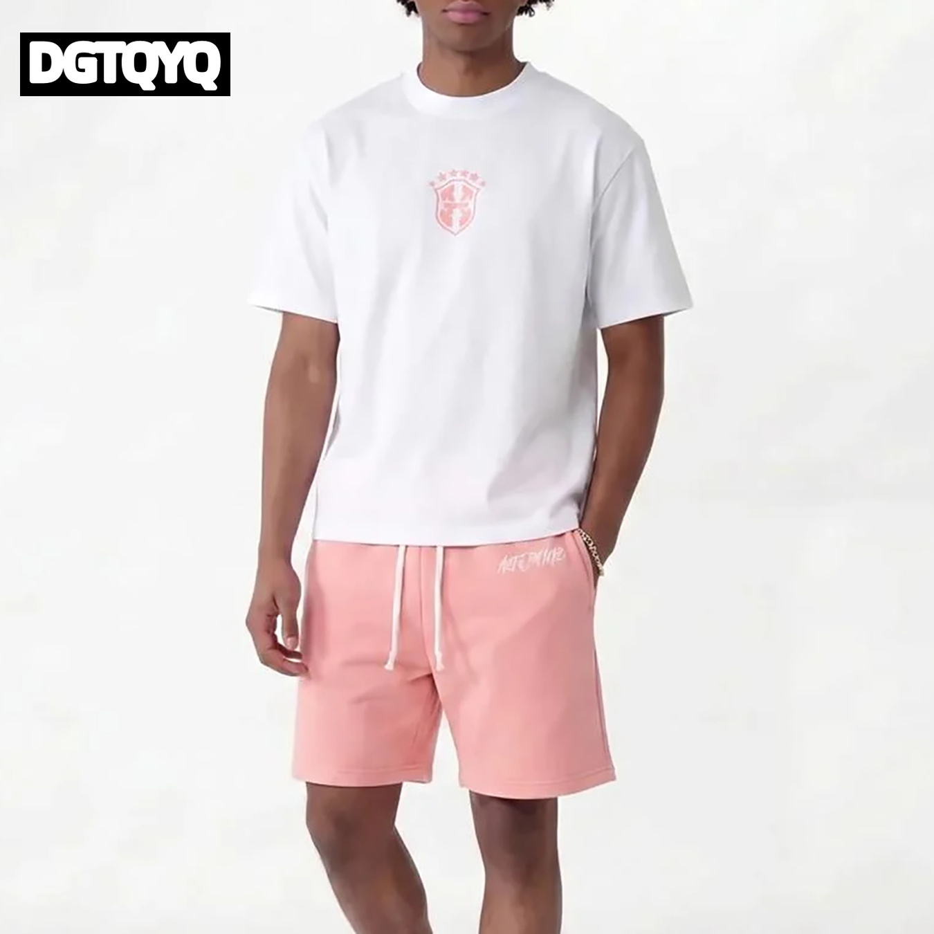 Women And Men Fashion - Set Kaos Oblong Leher Bulat Bermotif