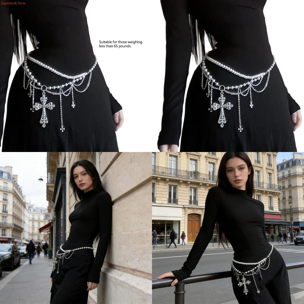 Women'S Fashion Edgy - E06E Rantai Pinggang Rantai Mutiara Desain