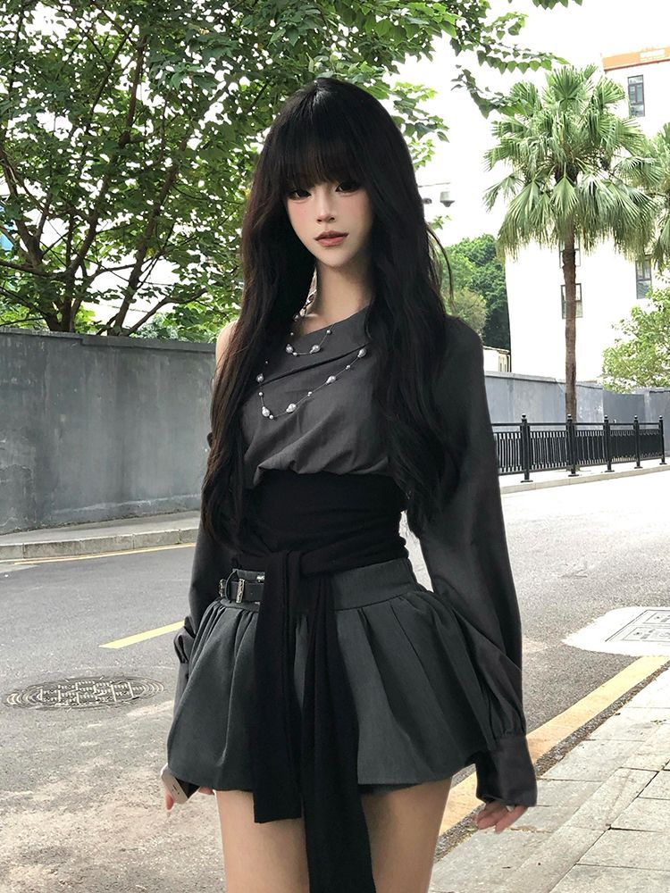 Women'S Y2K Fashion Aesthetic - Set atasan dan rok pendek bergaya