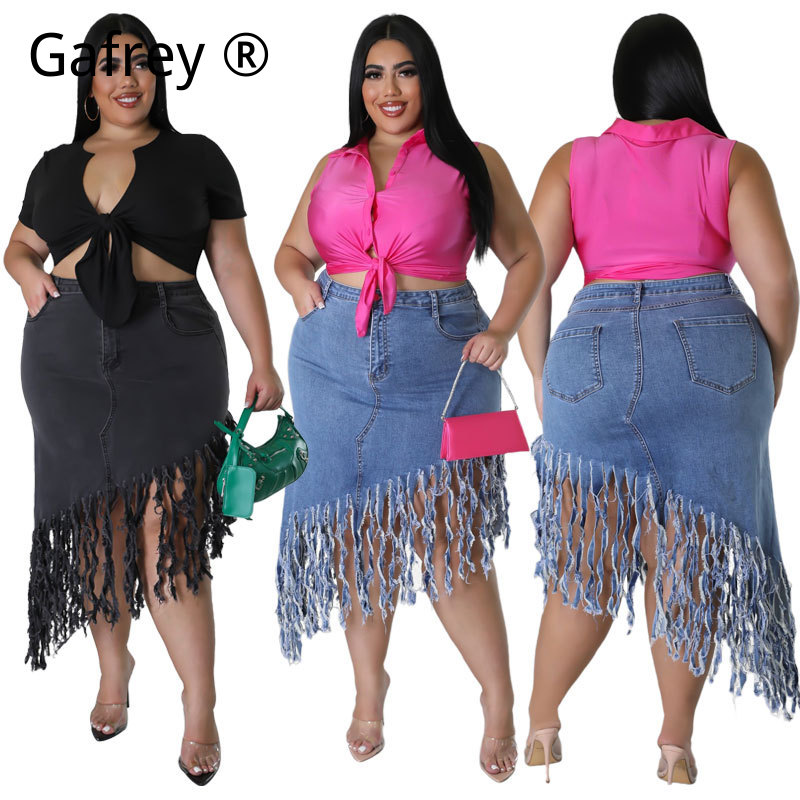 Women Fashion Jeans - Rok Denim Wanita Ukuran Besar 1XL