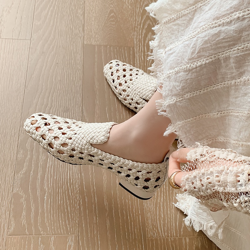 Women'S Fashion Loafers - Sandal Kulit Asli Anyaman Wanita Model