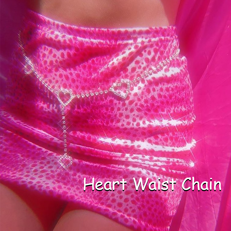 Women'S Y2K Fashion Aesthetic - 2000S Rantai Pinggang Hati Kristal Berkilau