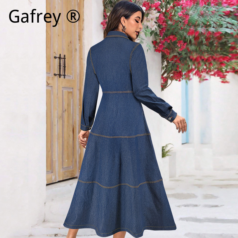Gaun Kemeja Denim Fashion Terb - Women Fashion Jeans ulasan dan harga