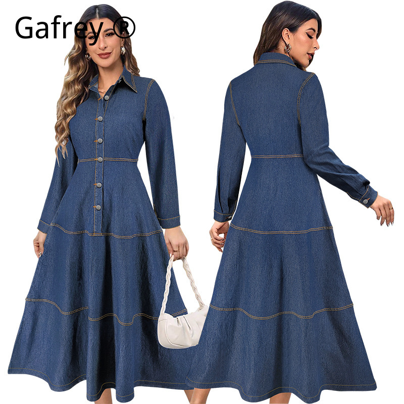 Gaun Kemeja Denim Fashion Terb - Women Fashion Jeans ulasan dan harga