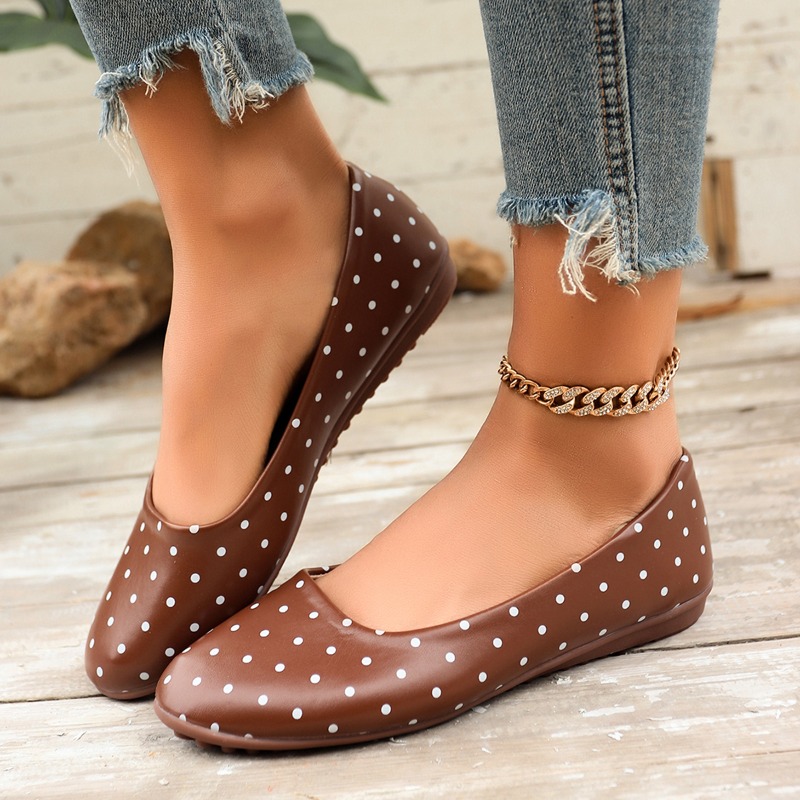 Sepatu Flat Wanita Putih Polka - Women'S Fashion Loafers ulasan dan harga