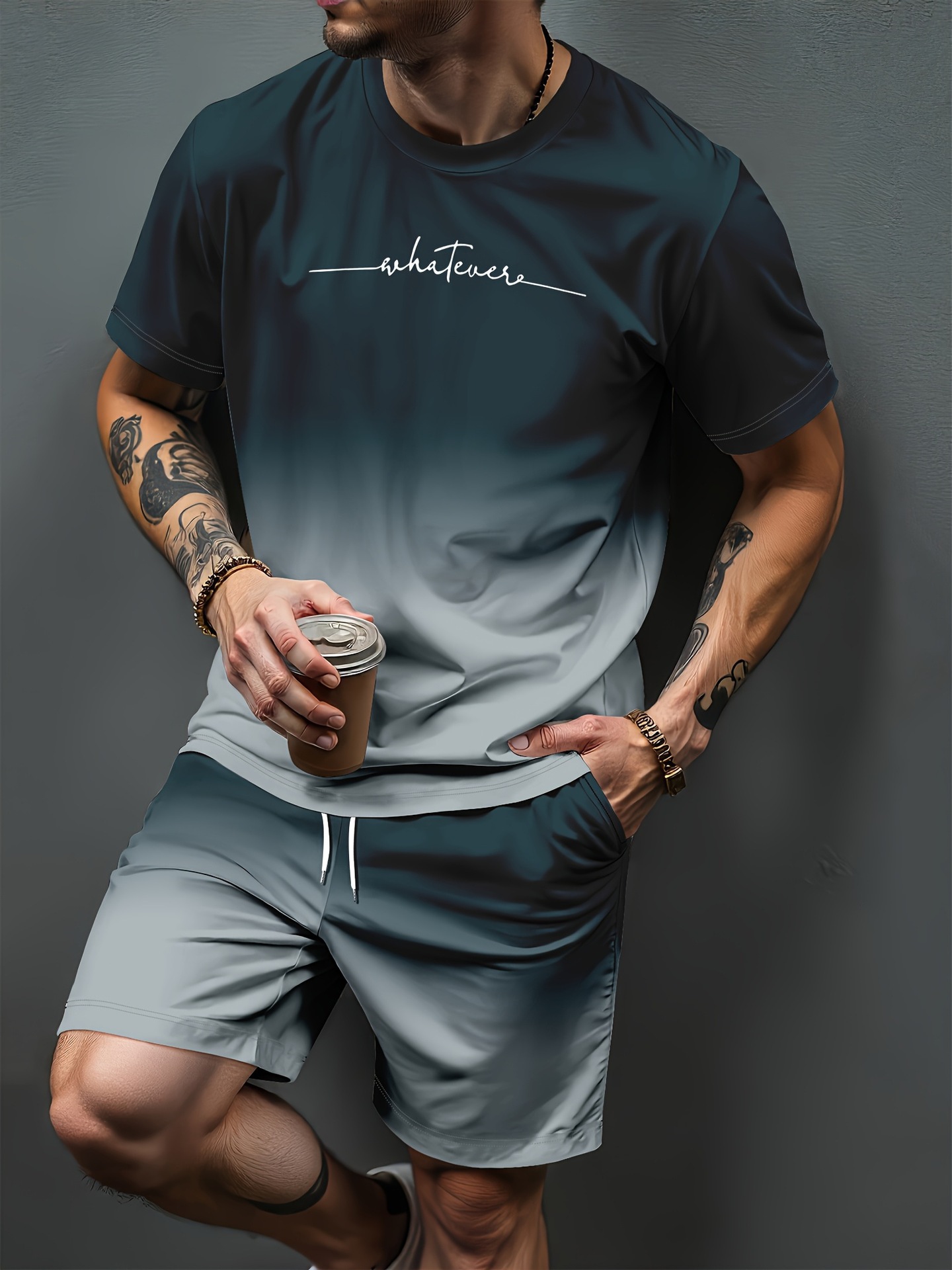 Pola Huruf Gradien Cetak 3D Se - Women And Men Fashion ulasan dan harga