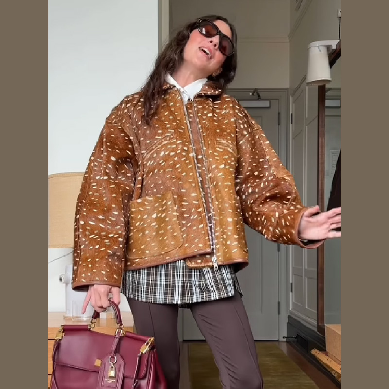 Jaket Pendek Trendi Retro Kera - Women'S Fashion Edgy ulasan dan harga