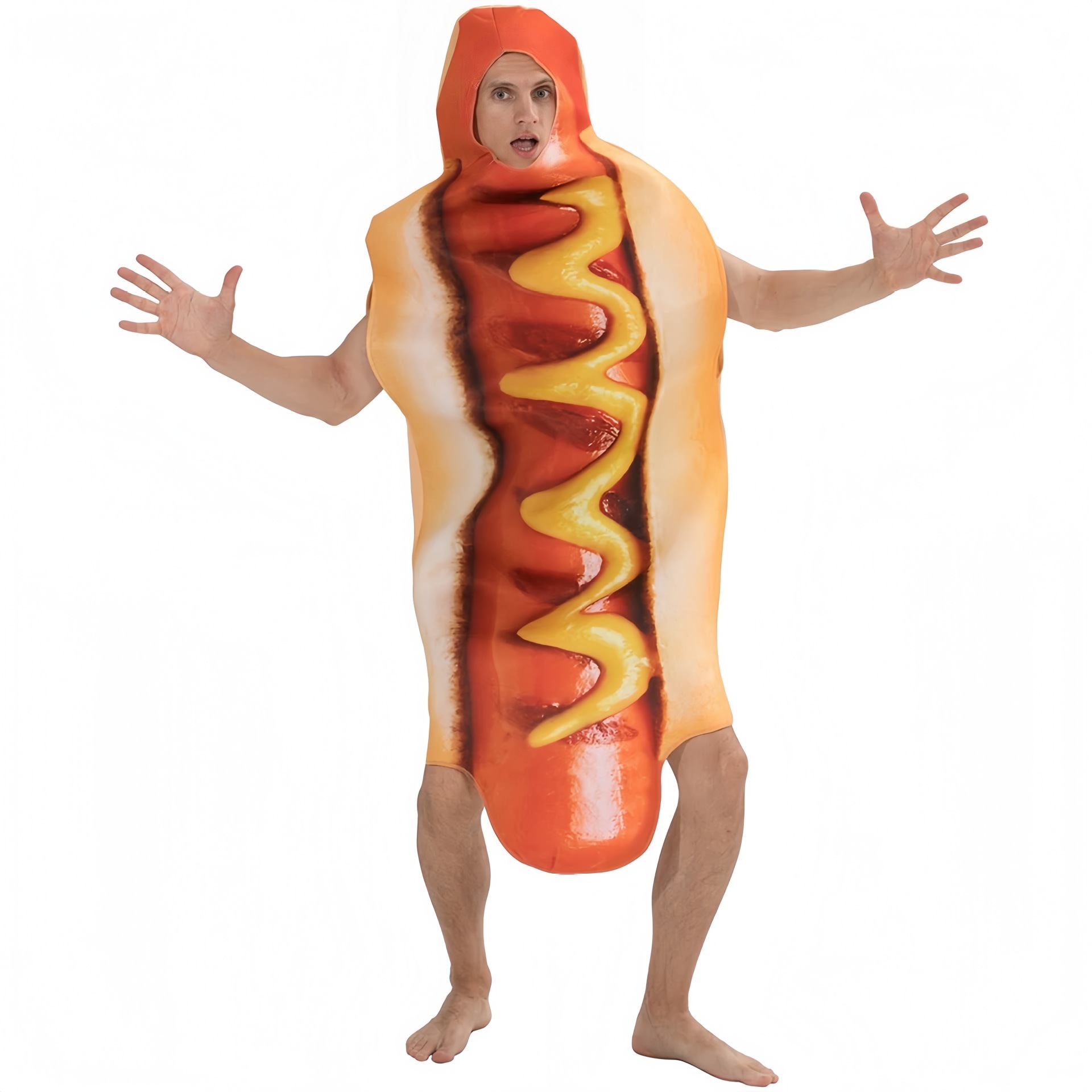 Kostum Hoodie Hot Dog 3D Lucu, - Sleeveless Jumpsuit ulasan dan harga