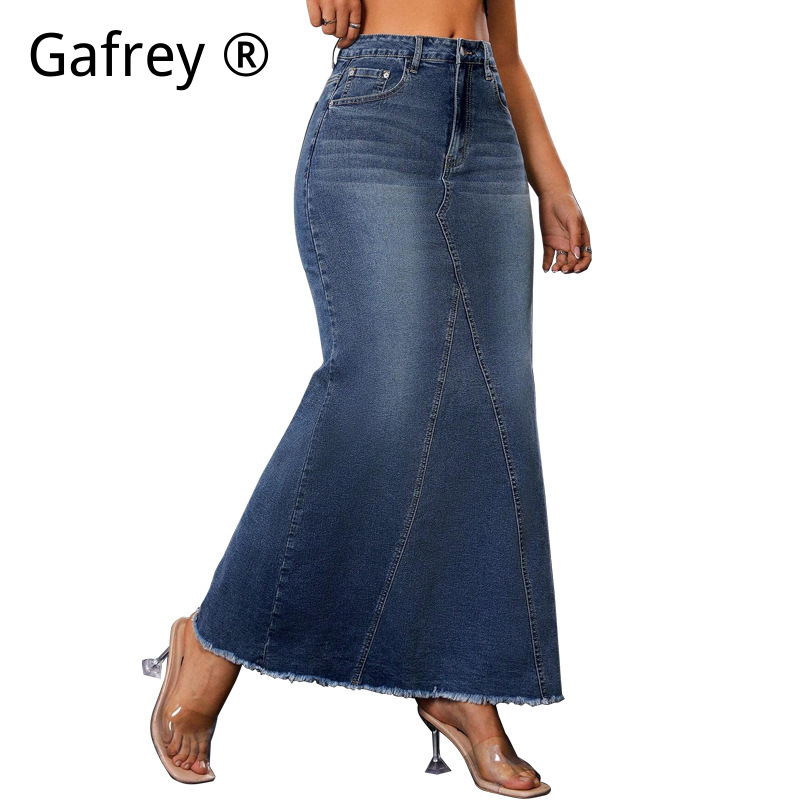 Rok Midi Denim Wanita Pinggang - Women Fashion Jeans ulasan dan harga