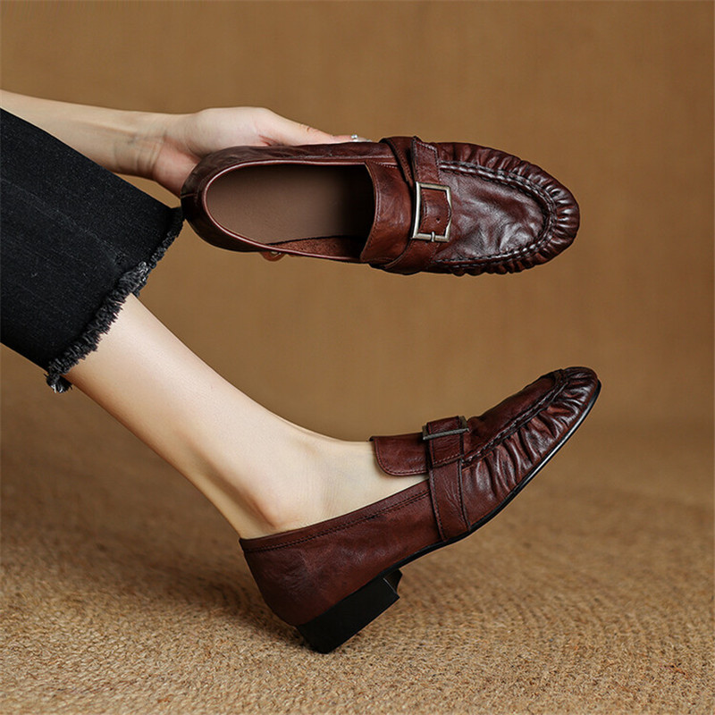Sepatu ujung bulat berlipat mo - Women'S Fashion Loafers ulasan dan harga