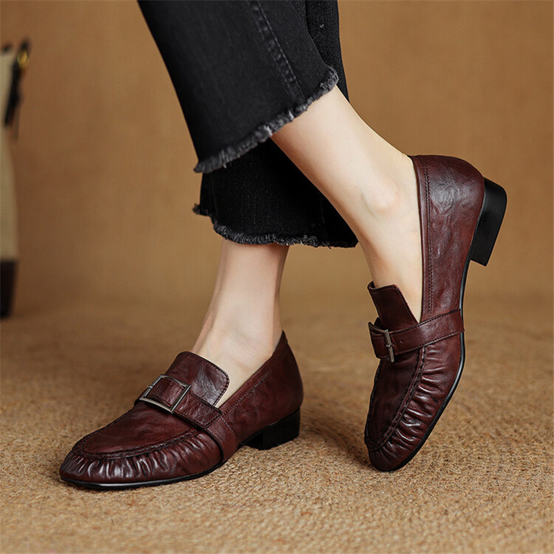 Sepatu ujung bulat berlipat mo - Women'S Fashion Loafers ulasan dan harga