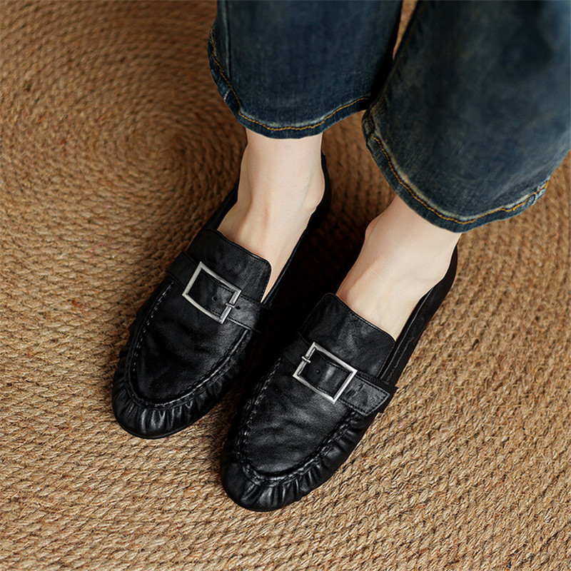 Sepatu ujung bulat berlipat mo - Women'S Fashion Loafers ulasan dan harga