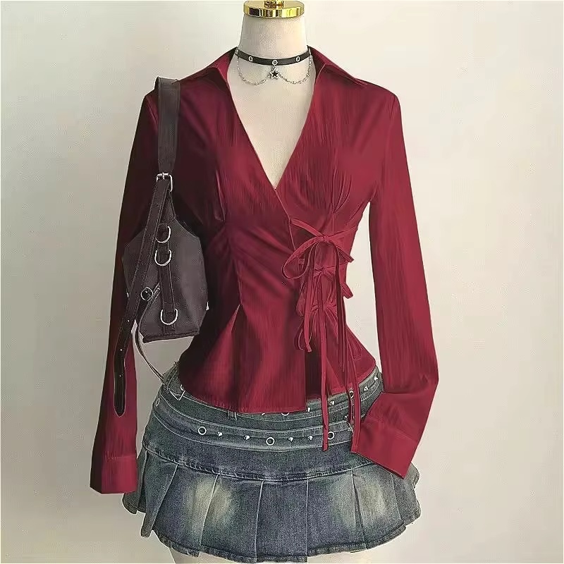 Blus Lengan Panjang Modis Keme - Women'S Y2K Fashion Aesthetic ulasan dan harga