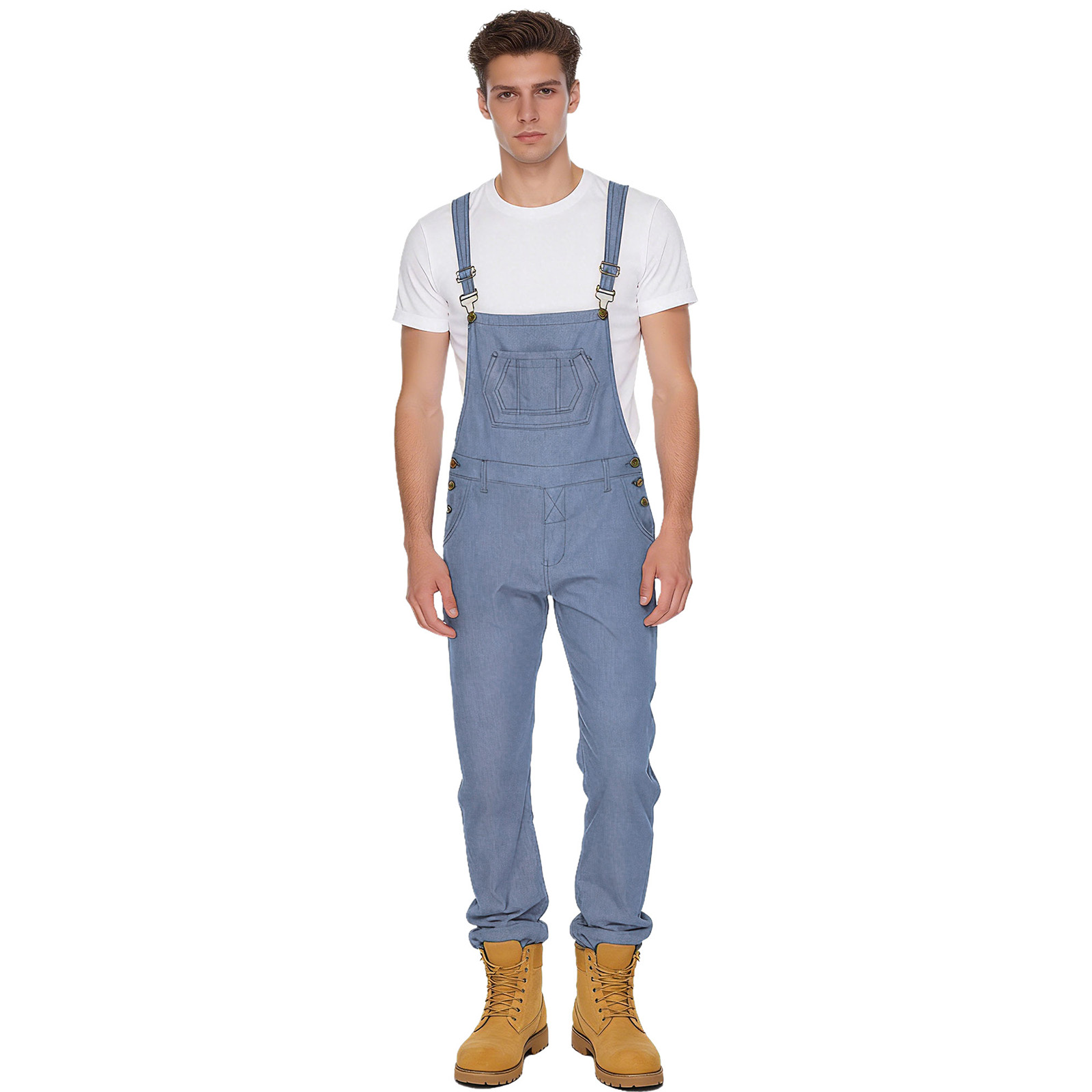 Jumpsuit Denim Kasual Pria den - Sleeveless Jumpsuit ulasan dan harga